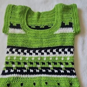 Green and Black Woman's Crochet Top
